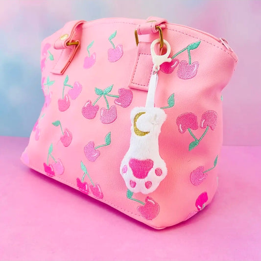 White Celestial Cat Paw Plush Bag Charm 🌙🐾