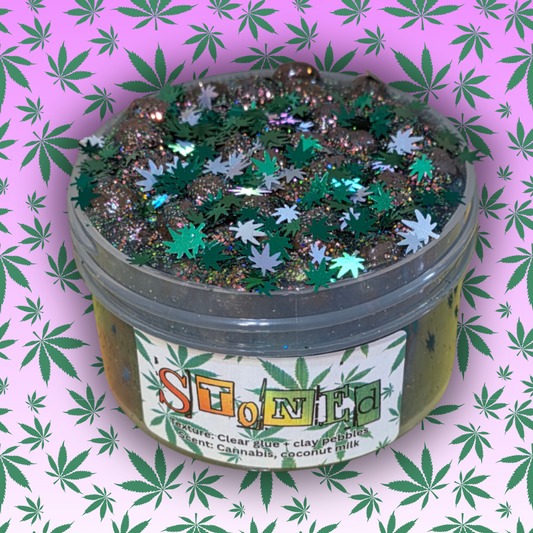 Stoned Slime – Coated Clear K-Glue Slime | Cannabis & Coconut Milk Scent | 420 Slime