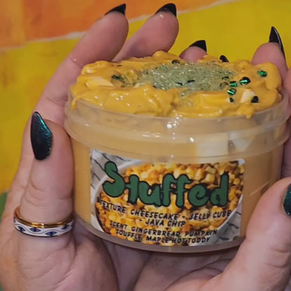 Stuffed – Cheesecake Jelly Cube Slime (6oz) | Thanksgiving Stuffing Slime | Savory or Sweet Bakery Scent | Korean Jelly Cube Java Chip Texture