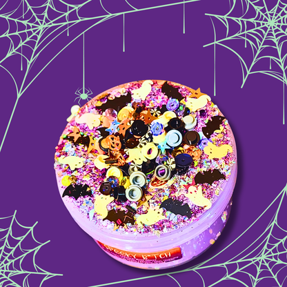 Spooky B*tch Slime 6oz – Thick Glossy Slime for Adults | Patchouli & Cedar Scented | Halloween Slime with Glitter & Fimos