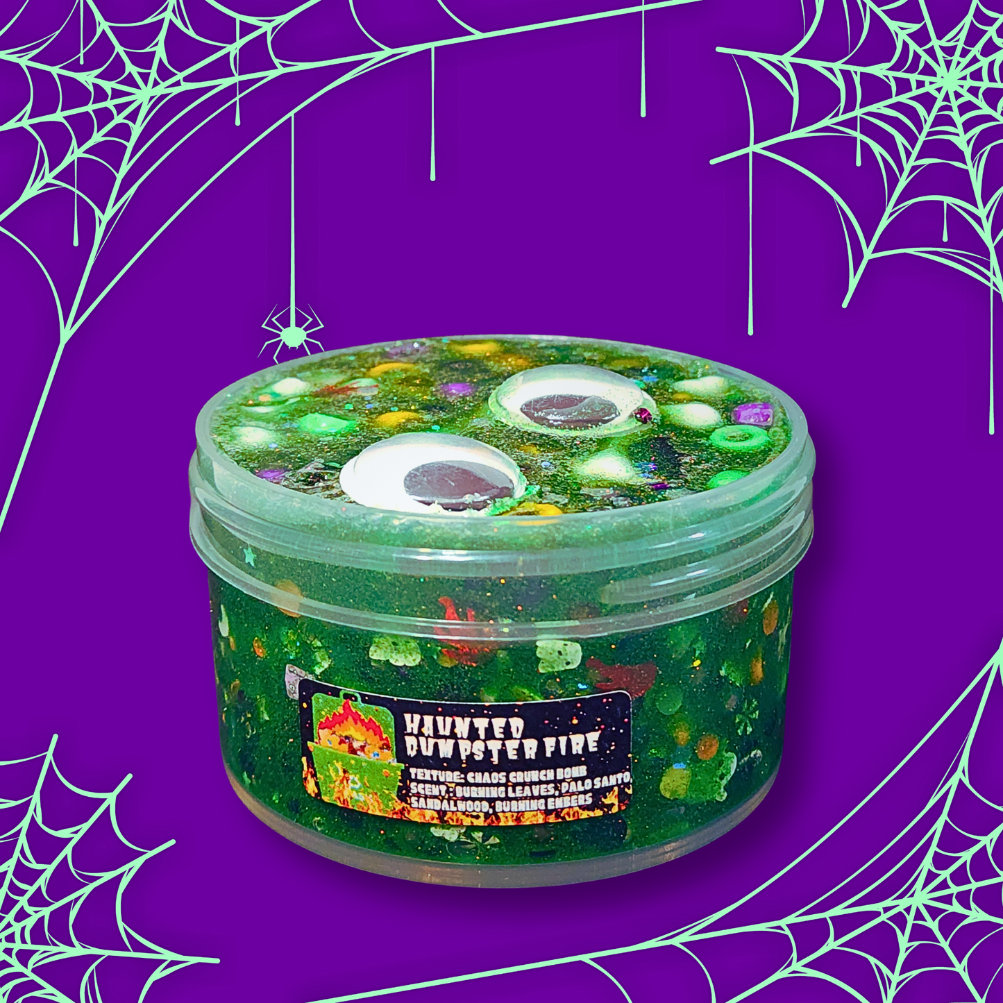 Haunted Dumpster Fire - Chaos Crunch Bomb | Burning Leaves, Palo Santo & Sandalwood Scented Halloween Slime