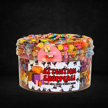 Attention Shoppers! – Fimo Chaos Crunch Slime (6oz) | Crunchy Texture | Mixed Fimo Bomb | Vanilla & White Birch Scent