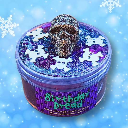 Birthday Dread Slime – | Crunchy ASMR | Colorshift Pebble Slime | Brandy & Leather Scent | Skull Charm
