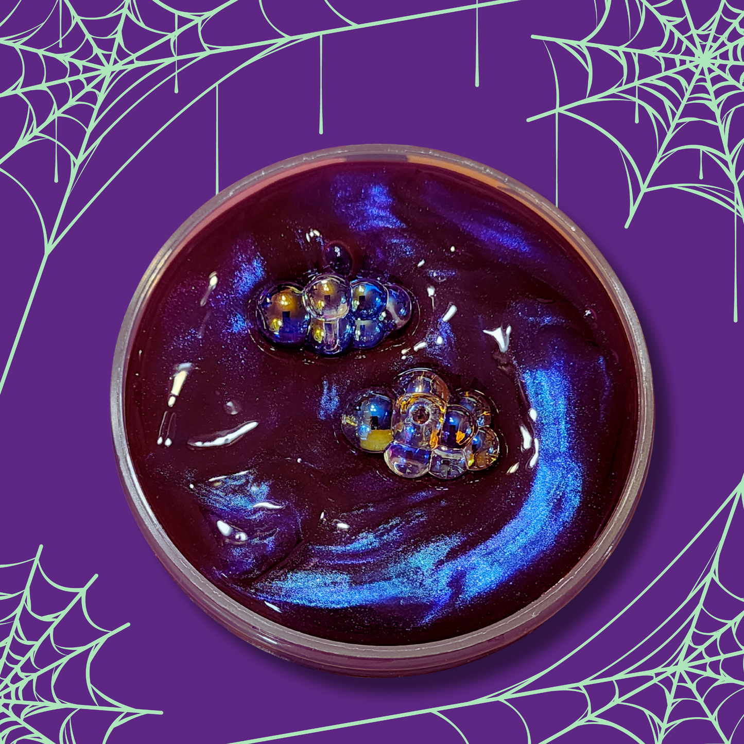 The Color of Evil Slime | Coated Thiggly Gummy Clear | Pumpkin Cupcake & Vanilla Sugar Scent | Holographic Bubble Cluster Add-Ins