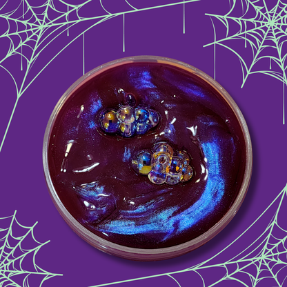 The Color of Evil Slime | Coated Thiggly Gummy Clear | Pumpkin Cupcake & Vanilla Sugar Scent | Holographic Bubble Cluster Add-Ins