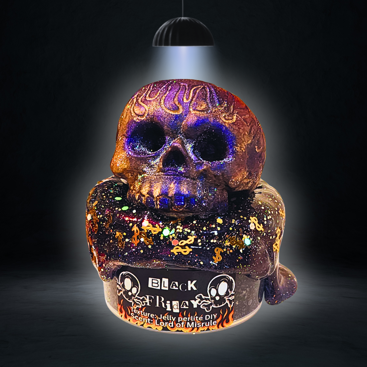 Black Friday Slime – Perlite Jelly DIY (6oz) | Skull Clay Topper | Inflating Textured Slime | Lord of Misrule Scent