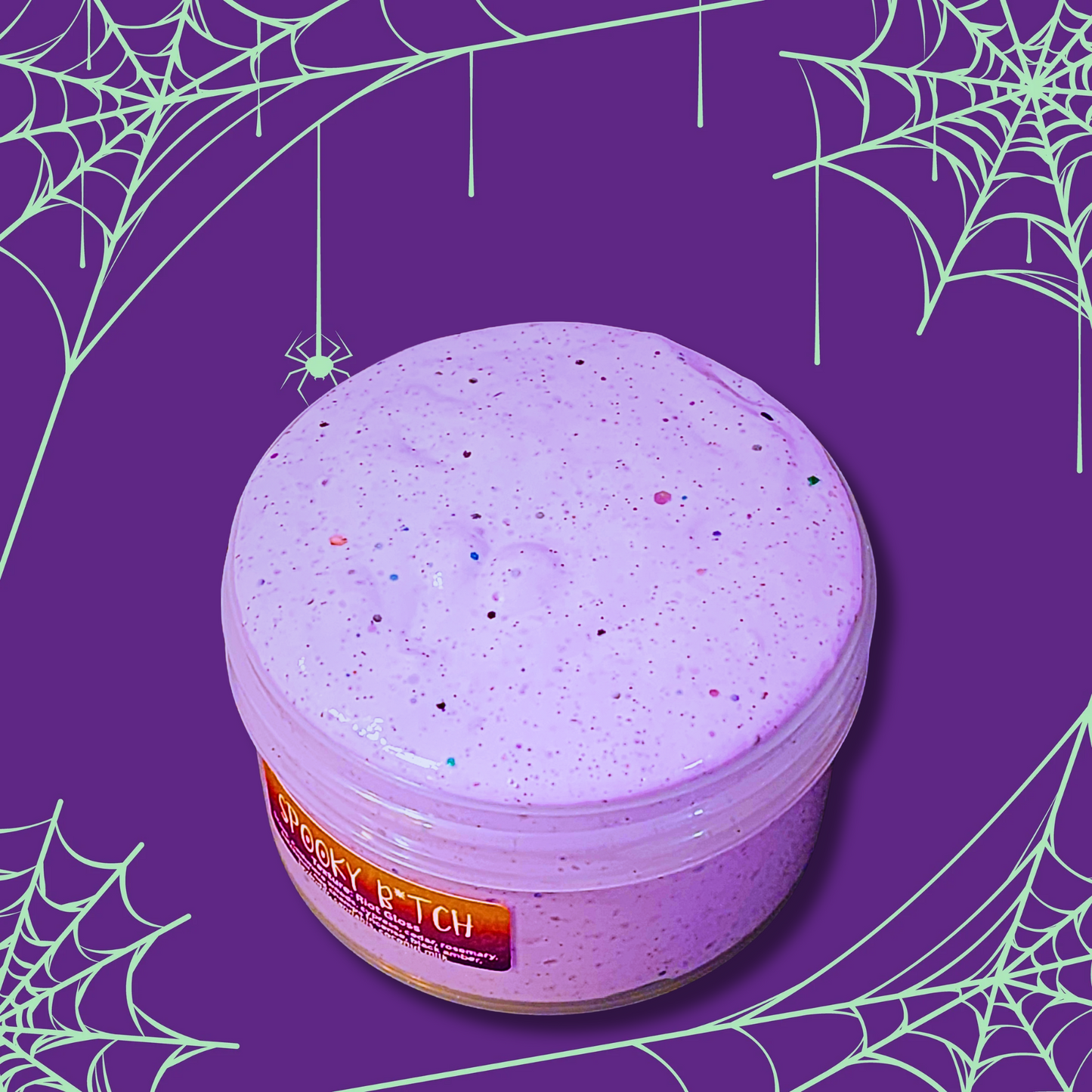 Spooky B*tch Slime 6oz – Thick Glossy Slime for Adults | Patchouli & Cedar Scented | Halloween Slime with Glitter & Fimos