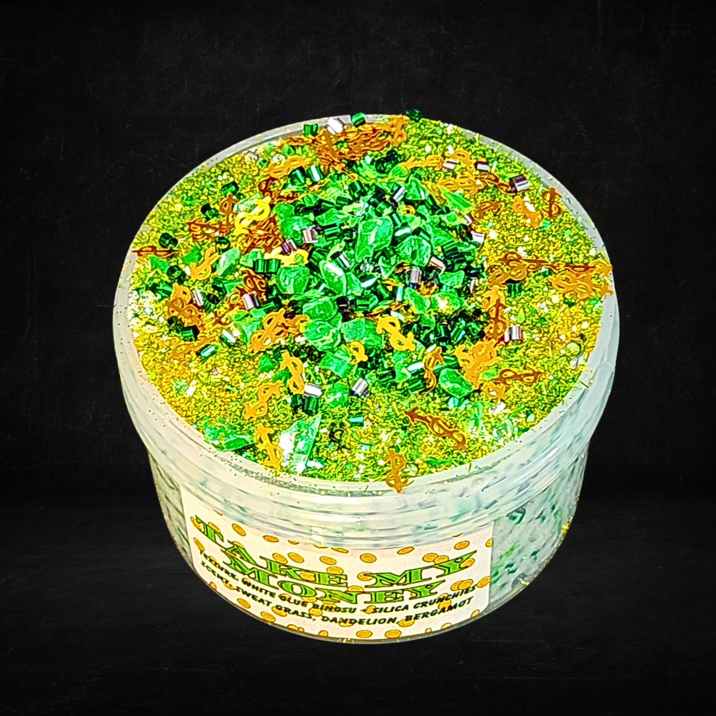 Take My Money – Bingsu Silica Crunch Slime (6oz) | Thick Jiggly Base | Green Crunch | Sweet Grass & Bergamot Scent
