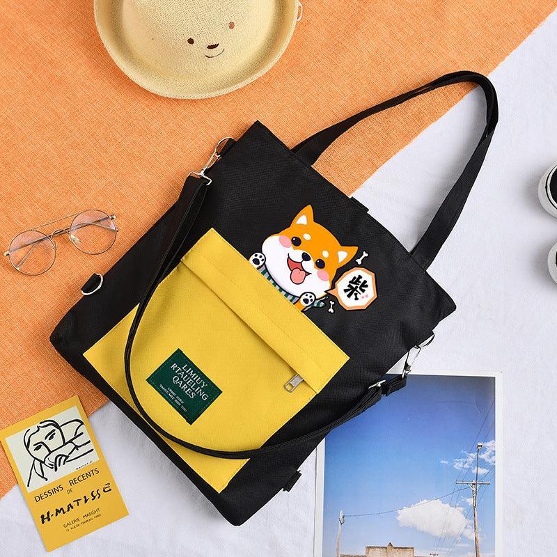 Canvas Crossbody Tote – Shiba Inu Bag with Multiway Carry Style