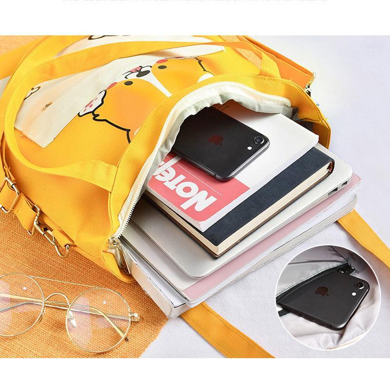 Canvas Crossbody Tote – Shiba Inu Bag with Multiway Carry Style