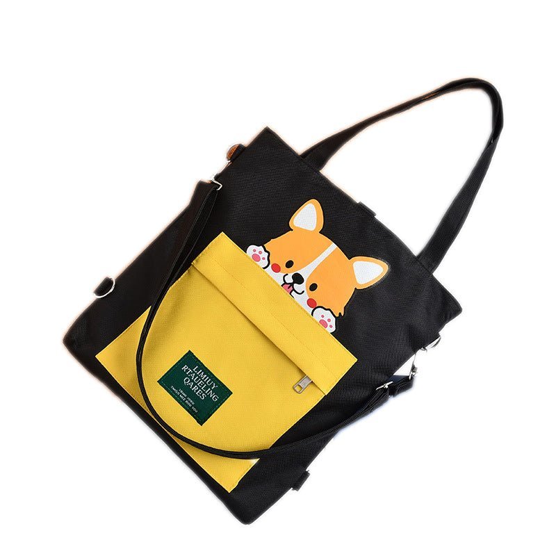 Canvas Crossbody Tote – Shiba Inu Bag with Multiway Carry Style